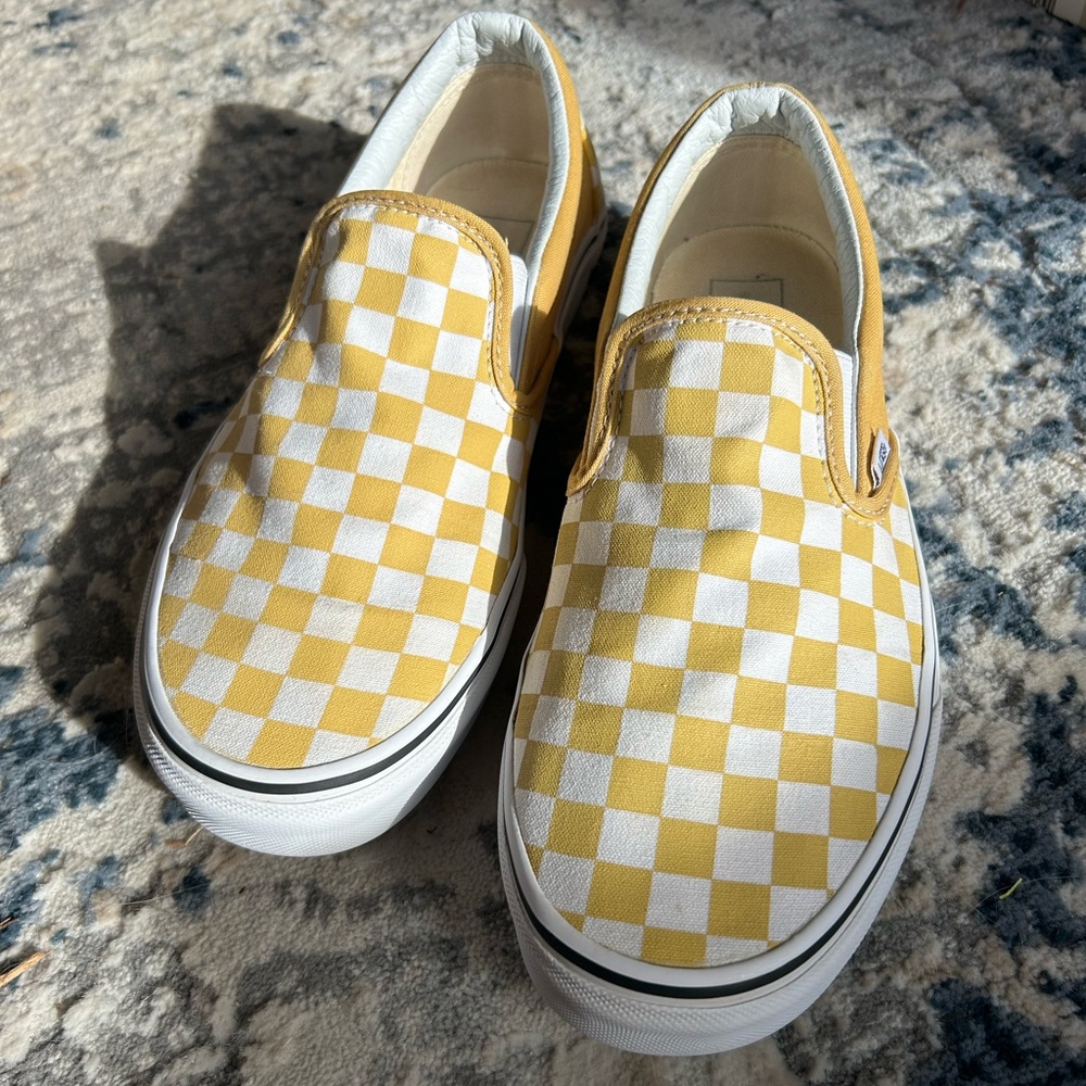 Vans Slip-On Checkerboard Sneakers - Yellow & White